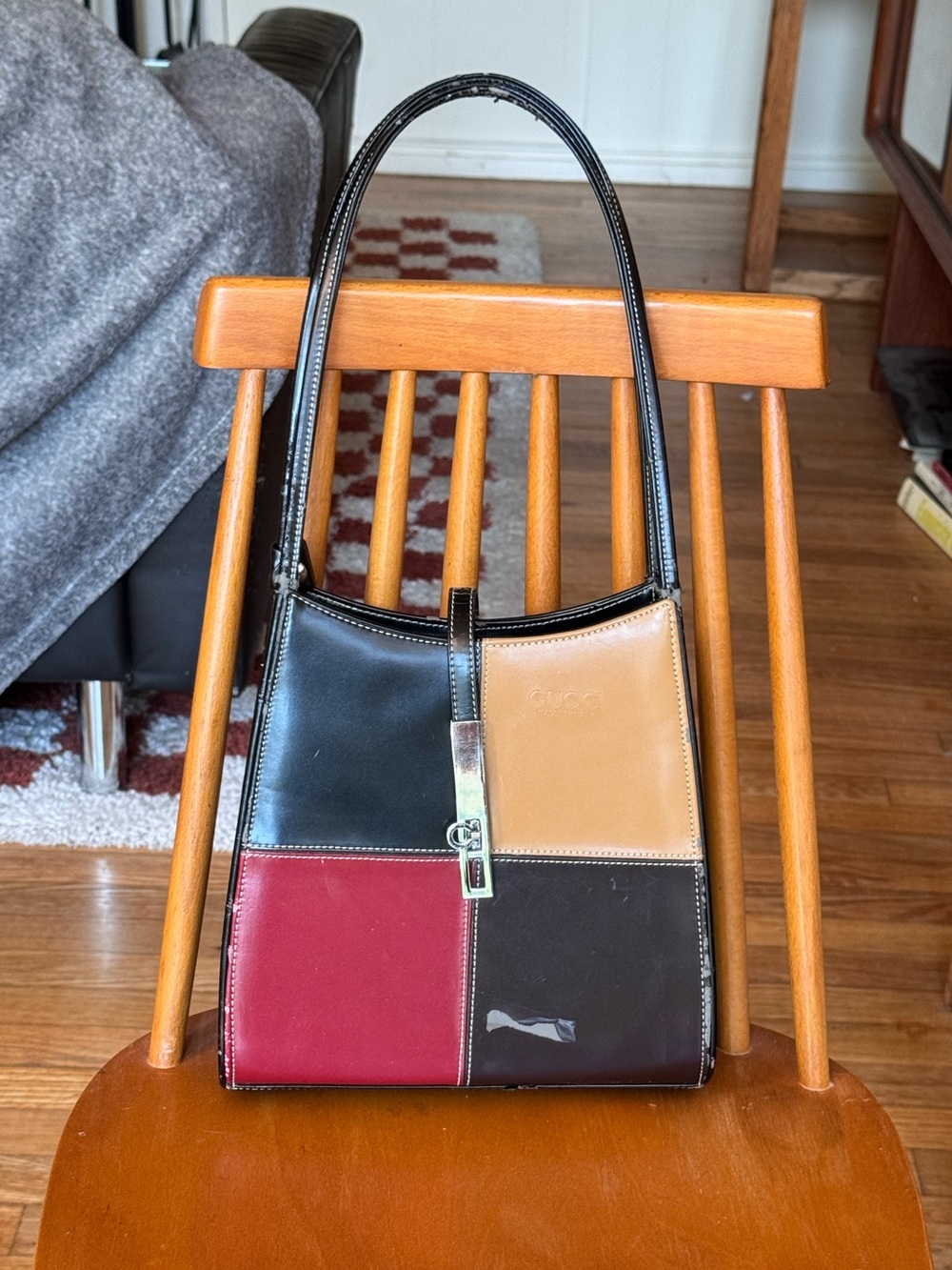 Patchwork Faux Leather Shoulder Bag